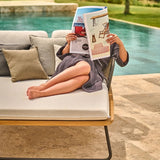 Outdoor Rope 2 Seater Patio Daybed With Wooden Top Side Table