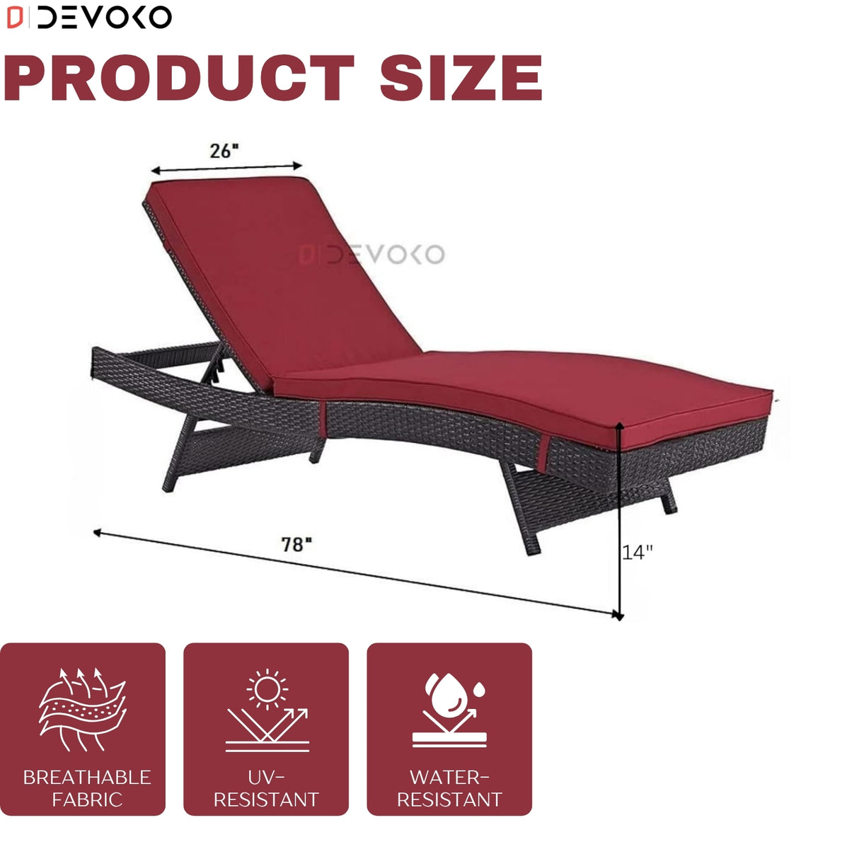 Outdoor Rattan Wicker Chaise Lounger For Poolside