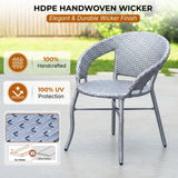 Outdoor Wicker 3 Piece Patio Bistro Set (Silver Grey)