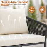 Outdoor 4 Seater Rope Conversation Sofa Set (Grey & Off-White)