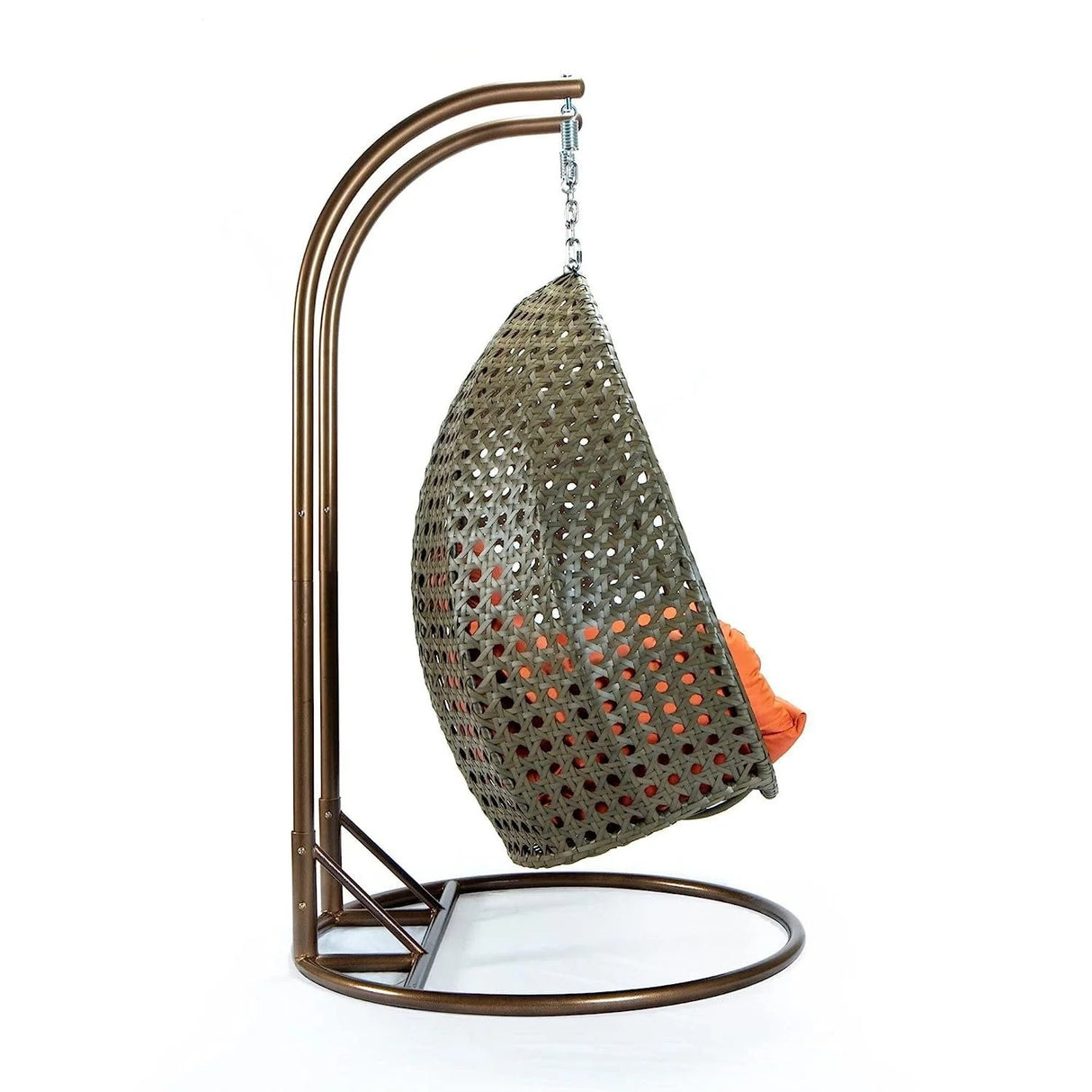 Double Seater Hanging Swing Chair (Dark Brown/Orange)