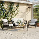 Outdoor 4 Seater Rope Conversation Sofa Set
