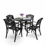 Outdoor Cast Aluminium 5-Piece Patio Bistro Set (Black)