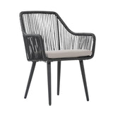 5-Piece Outdoor Rope Patio Dining Set With Glass Top Table
