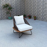 Outdoor Rope 3-Piece Patio Set With Wooden Top Table