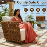 Outdoor Rope 3-Piece Patio Sofa Set (Brown & Off-White)