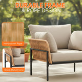 Outdoor Rope 2-Piece Single Seater Sofa (Beige & Cream)
