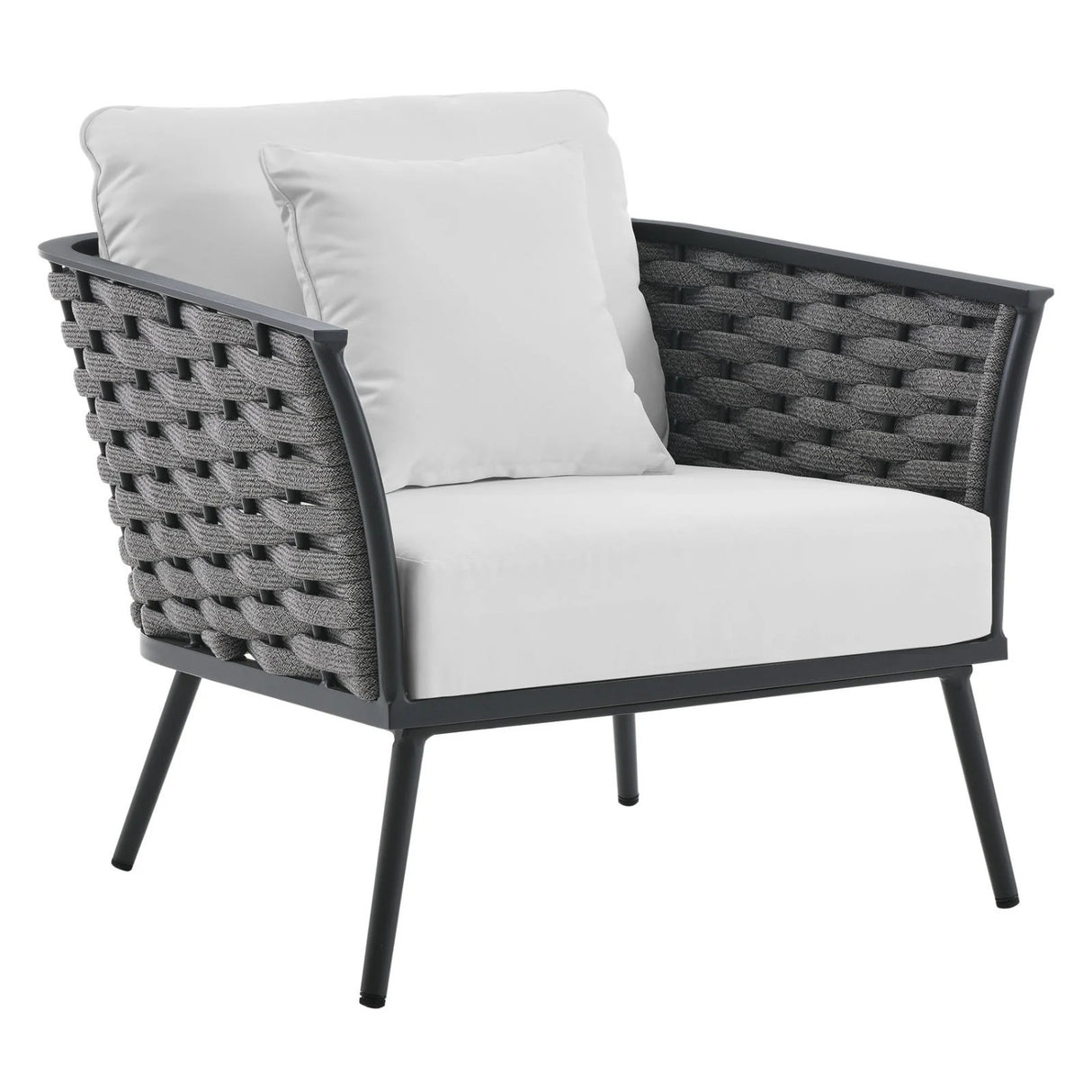 Outdoor Rope 3-Piece Patio Set With Wooden Top Table