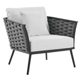 Outdoor Rope 3-Piece Patio Set With Wooden Top Table
