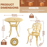 3-Seater Outdoor Cast Aluminum Bistro Set with Round Table (Beige)