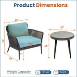 Outdoor 3 Piece All-Weather Rope Patio Set