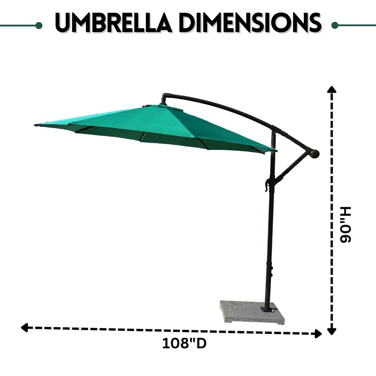 9 Ft Outdoor Offset Cantilever Patio Umbrella with Marble Base