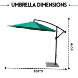 9 Ft Outdoor Offset Cantilever Patio Umbrella with Marble Base
