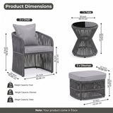 Outdoor 3 Piece Rope Patio Sofa Set (Grey)