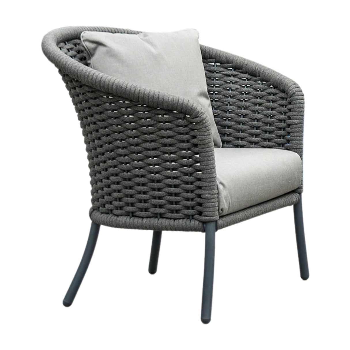 Outdoor Grey Rope 4 Piece Patio Sofa Set with Light Grey Cushions