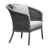 Outdoor Grey Rope 4 Piece Patio Sofa Set with Light Grey Cushions