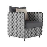 4 Piece Outdoor Rope Sofa Set with Glass Top Coffee Table (Light Grey & Dark Grey)