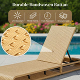 Outdoor Rattan Wicker Single Lounger Chair (Beige & Off-White)