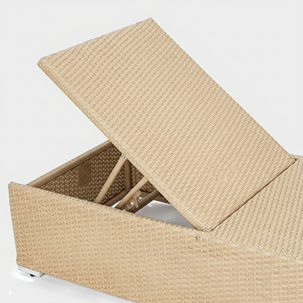 Outdoor All-Weather Rattan Wicker Lounger (Beige & Off-White)