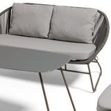 Outdoor Rope 4-Piece Patio Sofa Set with Glass Top Tables