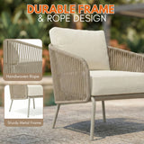 Outdoor Rope 2-Piece Sofa Chairs (Beige & Off-White)