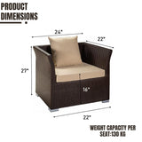 Outdoor All-Weather Wicker Single Seater Sofa