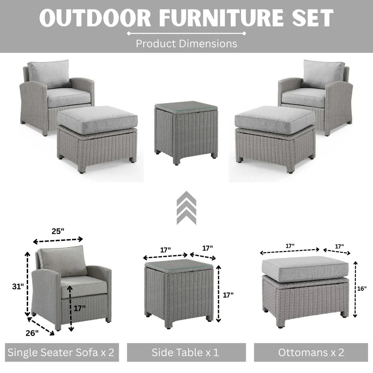 5 Pieces Patio Furniture Set