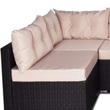 6-Seater Outdoor Garden Conversation Sofa Set (Dark Brown & Cream)