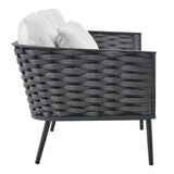 4 Piece Outdoor Rope Sofa Set with Wooden Top Table