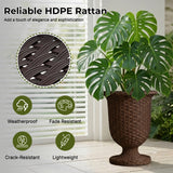 Outdoor Rattan Wicker Urn Planter Set of 3 (Dark Brown)