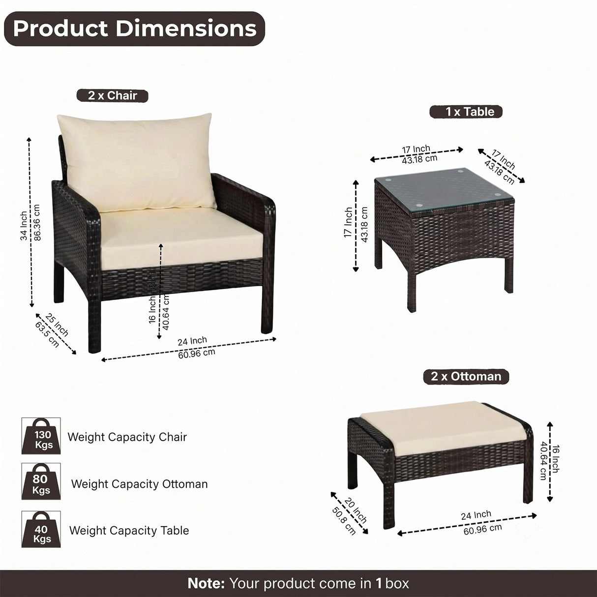 Outdoor Wicker 5-Piece Patio Sofa Set