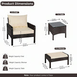 Outdoor Wicker 5-Piece Patio Sofa Set