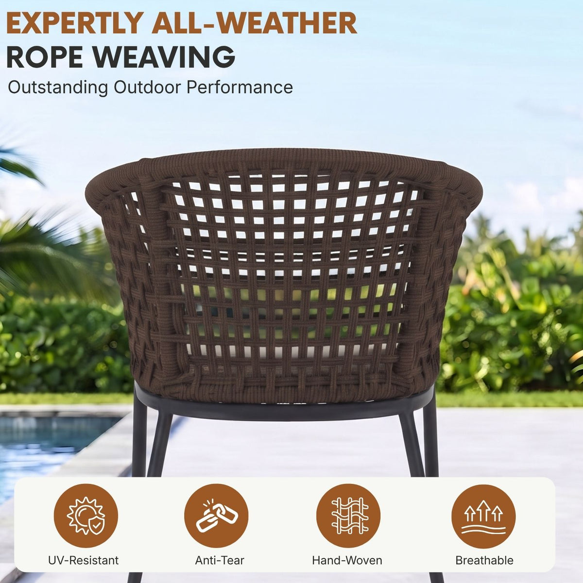 7-Piece Outdoor Patio Dining Set With Wooden Tabletop