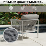 Outdoor Rope 5-Seater  Sofa Set With Glass Top Table (Grey)