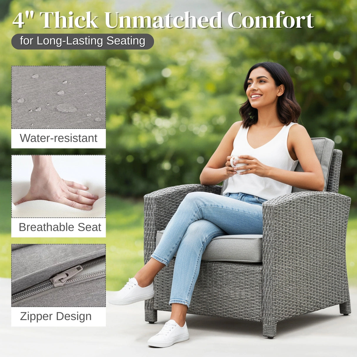 4 Pieces Patio Furniture Set, Outdoor Sectional Sofa