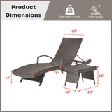 Outdoor All-Weather HDPE Wicker Rattan Sunlounger Recliner with Side Table