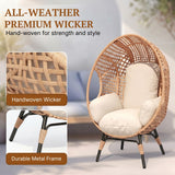 Outdoor Wicker Egg Chair with Cushions (Beige)