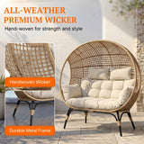 Outdoor Rattan Wicker Double Seater Egg Chair (Beige & Cream)