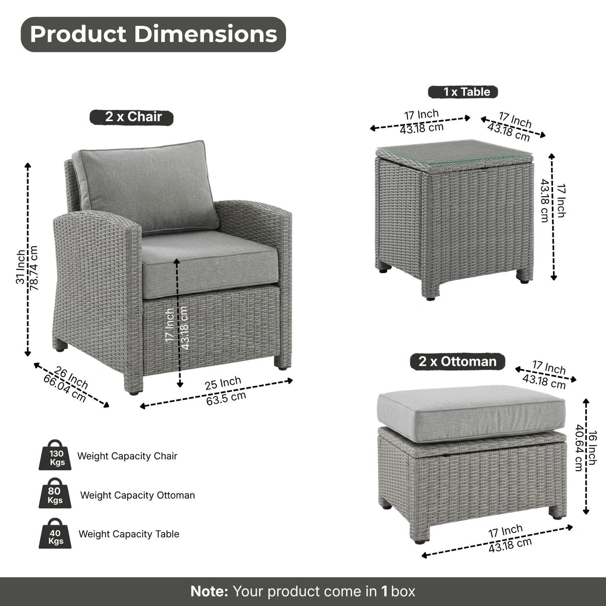 5 Pieces Patio Furniture Set