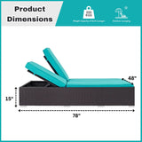 Outdoor All-Weather Rattan Wicker Chaise Lounge Chair Set of 2