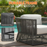 2-Piece Outdoor Rope Sofa Chairs (Grey & Off-White)