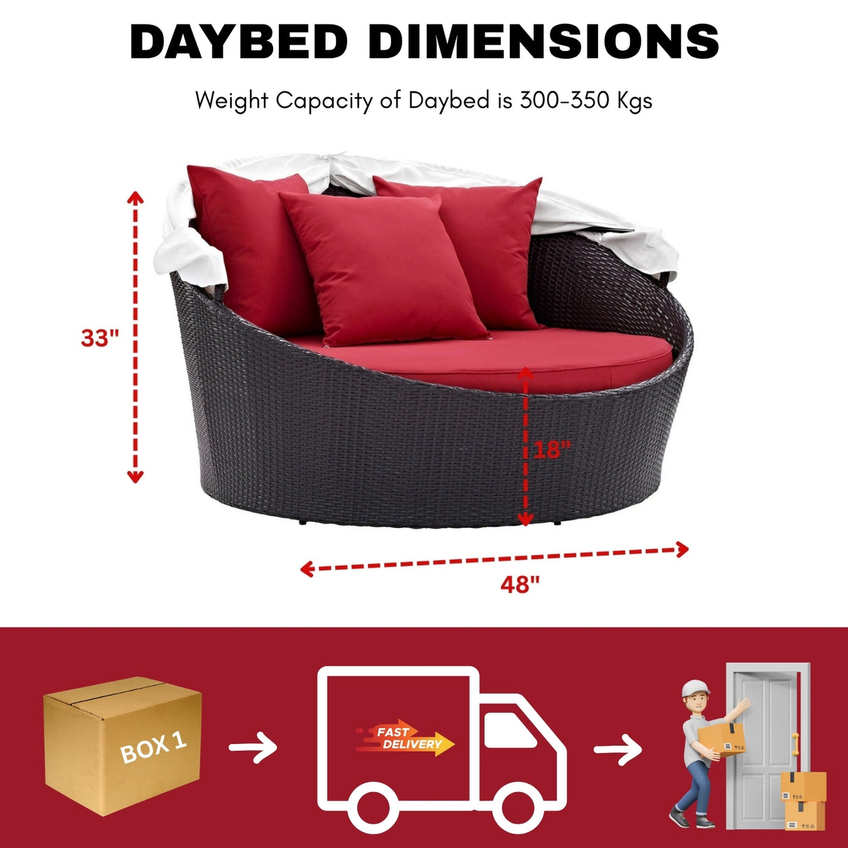 Outdoor Rattan Wicker Patio Daybed with Retractable Canopy