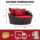 Outdoor Rattan Wicker Patio Daybed with Retractable Canopy