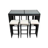 7-Piece Outdoor Rattan Wicker Bar Set with Glass Top Table