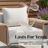 4-Piece Outdoor Rope Patio Conversation Set (Beige & Off-White)