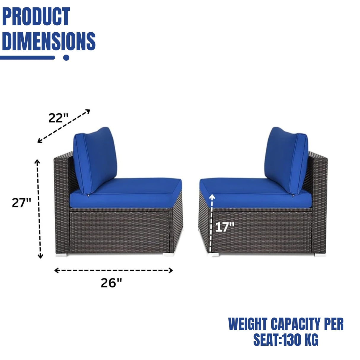 2-Piece Outdoor Wicker Armless Sofa