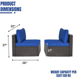 2-Piece Outdoor Wicker Armless Sofa
