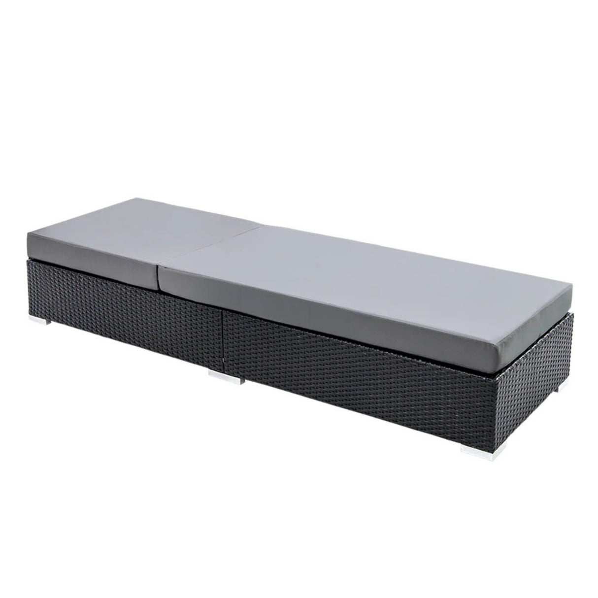 Outdoor All-Weather Rattan Wicker Lounger (Black & Grey)