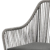 7-Piece Outdoor Patio Dining Set with Rope Chairs & Glass Top Table