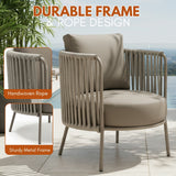 2-Piece Outdoor Rope Sofa Chairs (Grey)